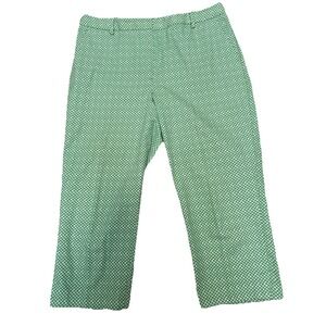 Talbots Heritage‎ Cropped Pants Women's Size 12 Green White Pattern Lattice